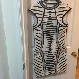 Chic Black and White Patterned Dress